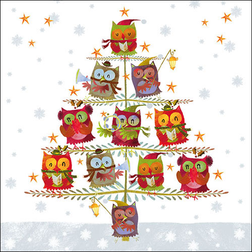 Салфетки Christmas Tree with Owls 