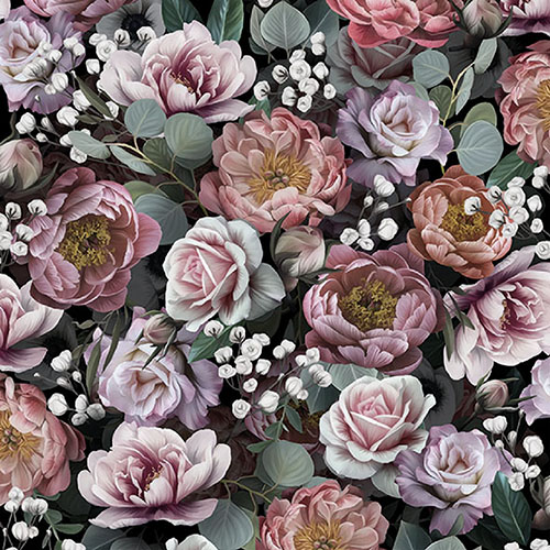 Салфетки Vintage Flowers Black 