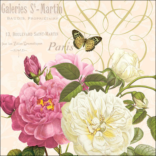 Салфетки Pink And White Roses Cream 