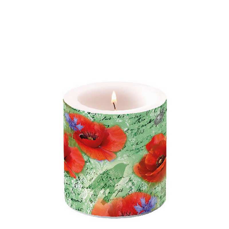 Свещ Painted poppies green