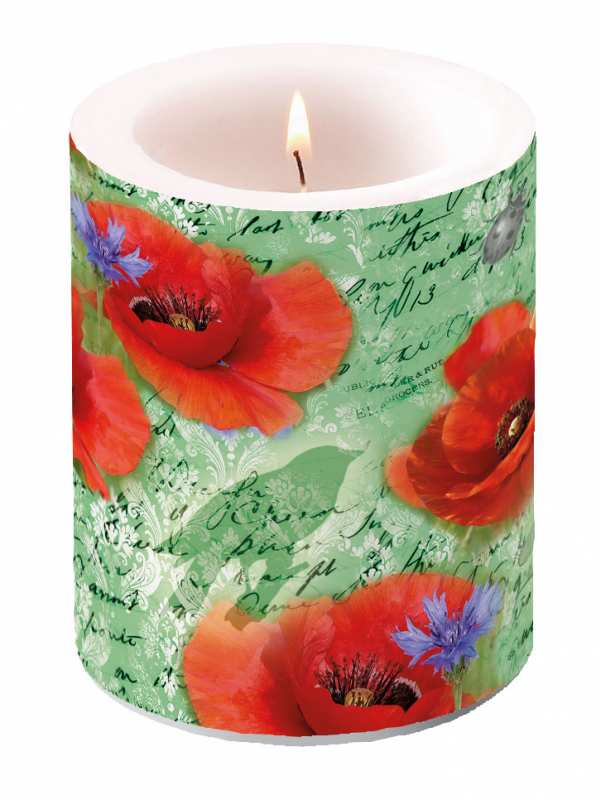 Свещ Painted poppies green