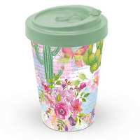 Art.No.19711505- Чаша Bamboo travel mug roses and cacti от 