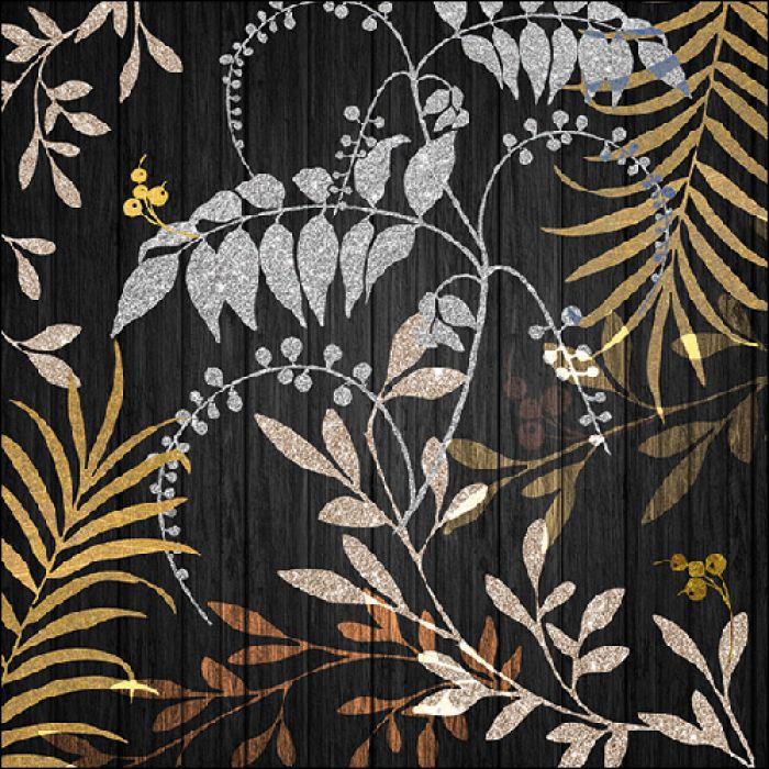 Салфетки Luxury leaves black