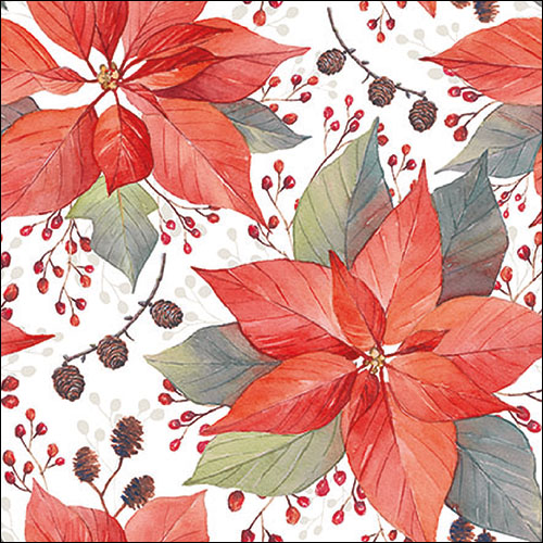 Салфетки Poinsettia and berries