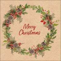 Art.No.33316661- Салфетки Recycled holiday wreath nature от 