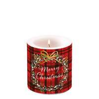 Art.No.39215565- Свещ малка Christmas Plaid Red от 