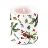 Art.No.39316495- Свещ средна Winter greenery white от 