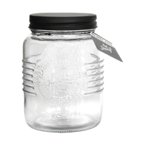 Art.No.KT103257- Буркан стъклен Old Fashioned с метална винтова черна капачка 1л от 