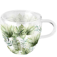 Art.No.14418215- Чаша стъкло Jungle leaves white от 
