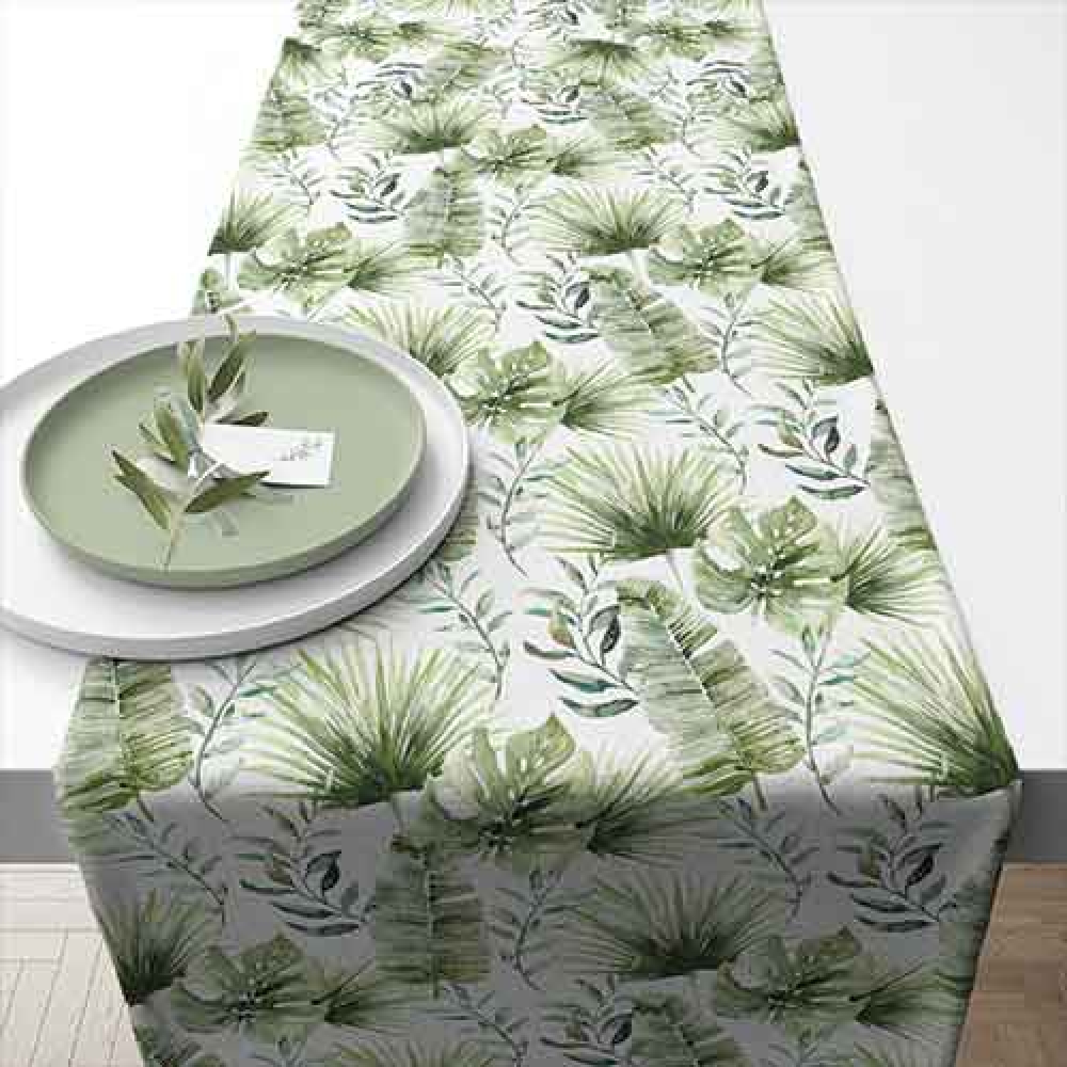 Тишлайфер  Jungle leaves white40х150см 