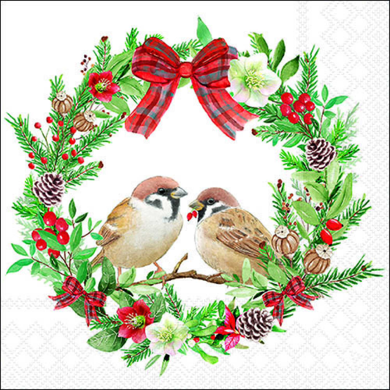 Салфетки Sparrows in wreath