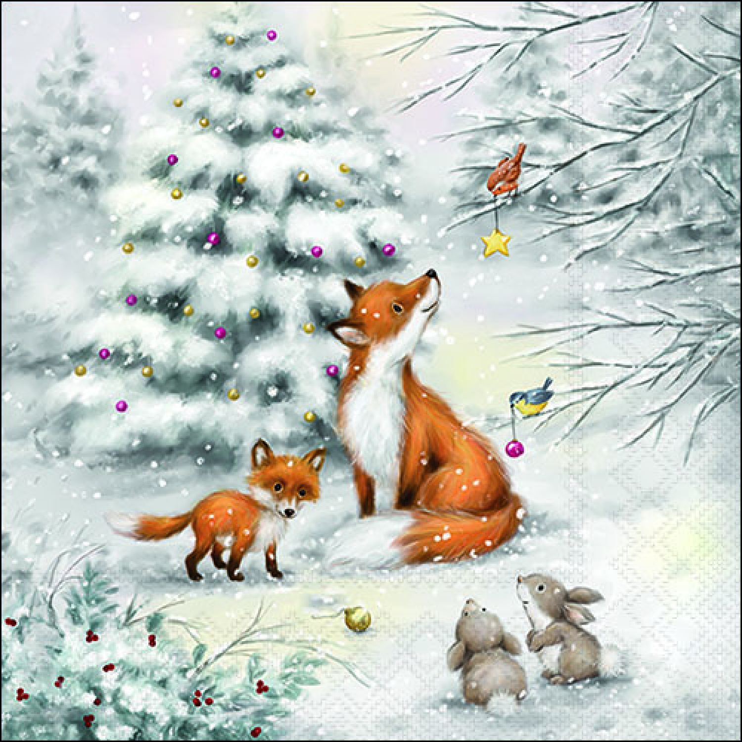 Салфетки Fox in forest