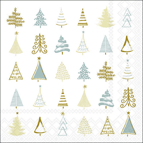Салфетки Christmas tree doodles silver