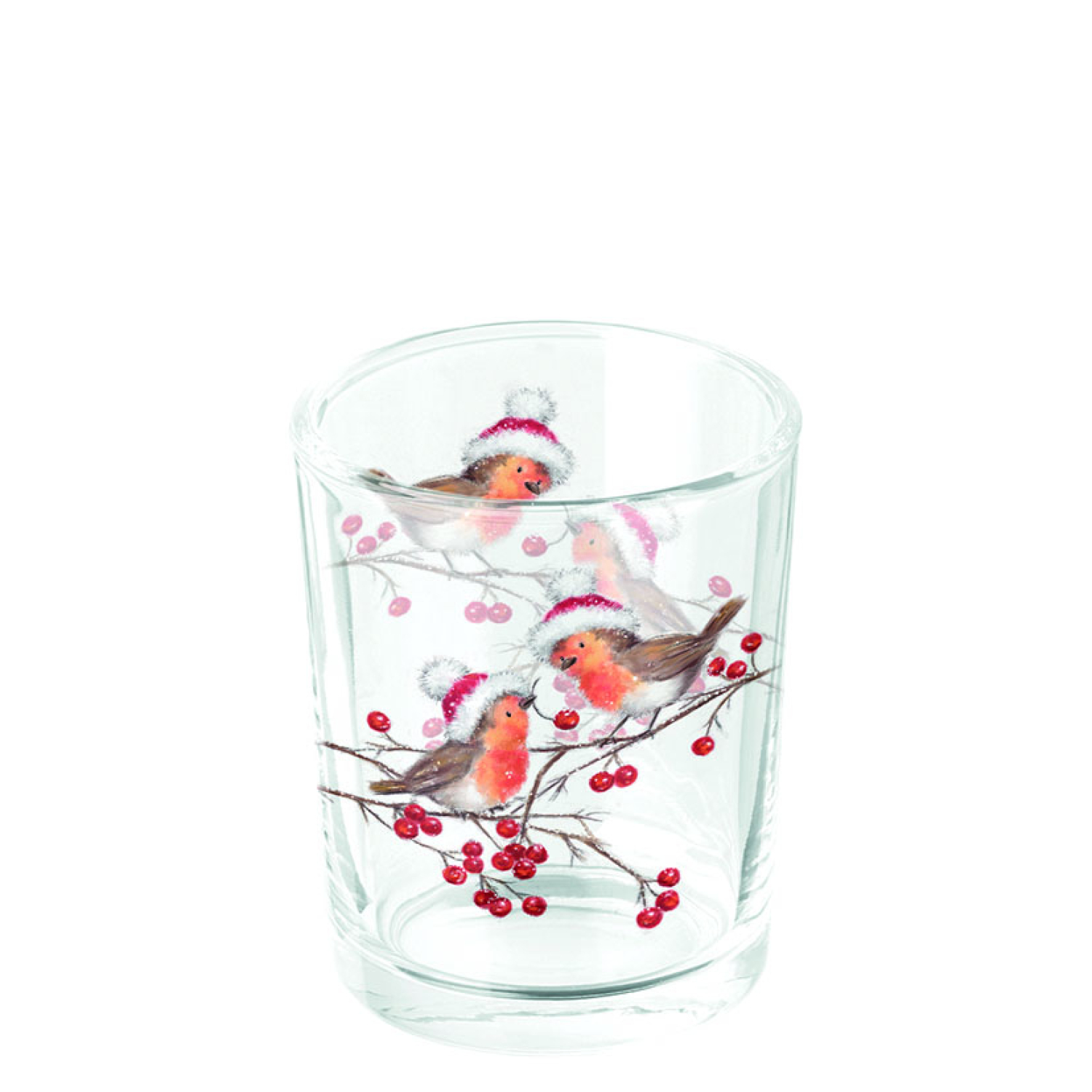 Свещник за чаена свещ Christmas robins white