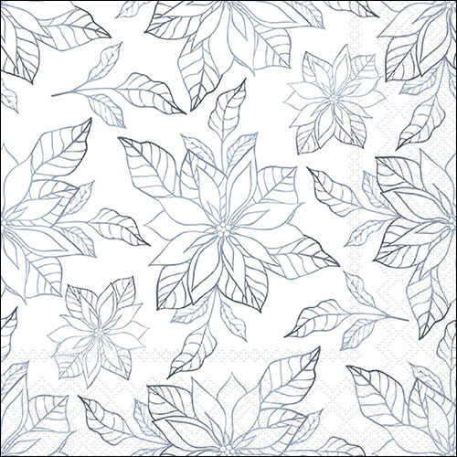 Салфетки Poinsetia outline silver