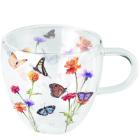 Art.No.14419335- Двустенна стъклена чаша Butterfly garden white от 