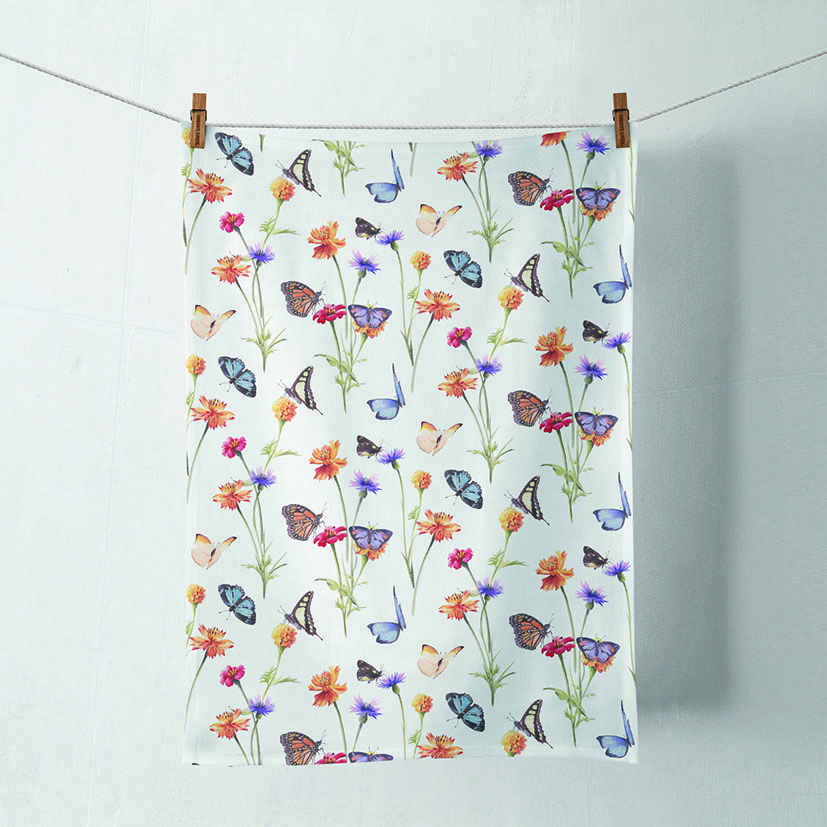 Домакинск кърпа Butterfly garden white