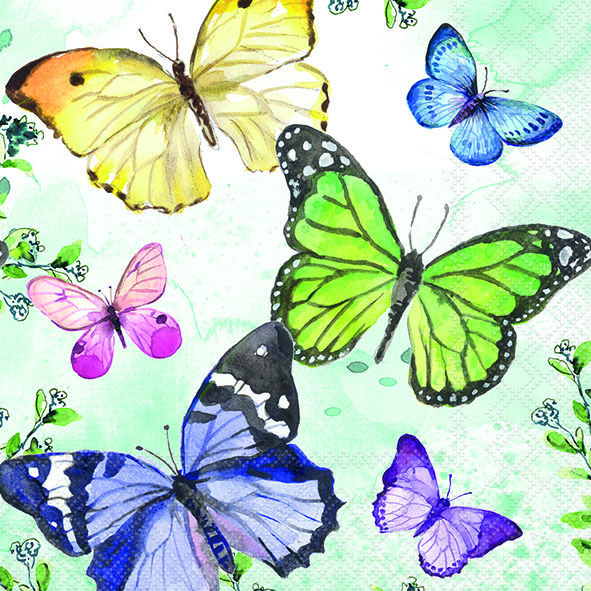 Салфетки Fluttering butterfiles aqua