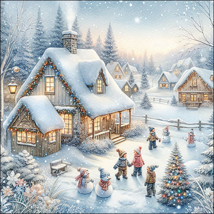 Салфетки Winter in backyard