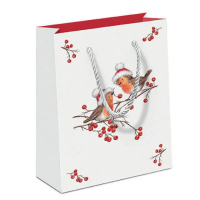 Art.No.31218865- Подаръчна торбичка Christmas robins white от 